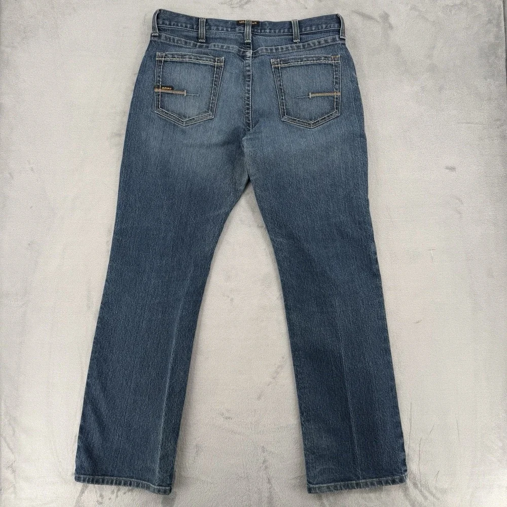 Ariat Rebar M4 Jeans Mens Size 35/34 Relaxed Boot Blue Denim Work Pants Stretch